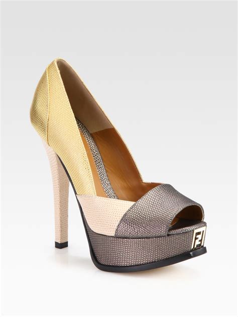 yellow fendi leather pumps|Fendi high heel pumps.